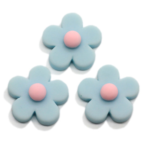 Cartoon Resin Flatback Flower Cabochon Craft Cute Petal With Round Ball Pisitl Charms Embellishment Diy Hairpin Ornament Making