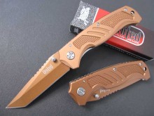 Ti finish stainless steel blade pocket knife w,aluminum handle