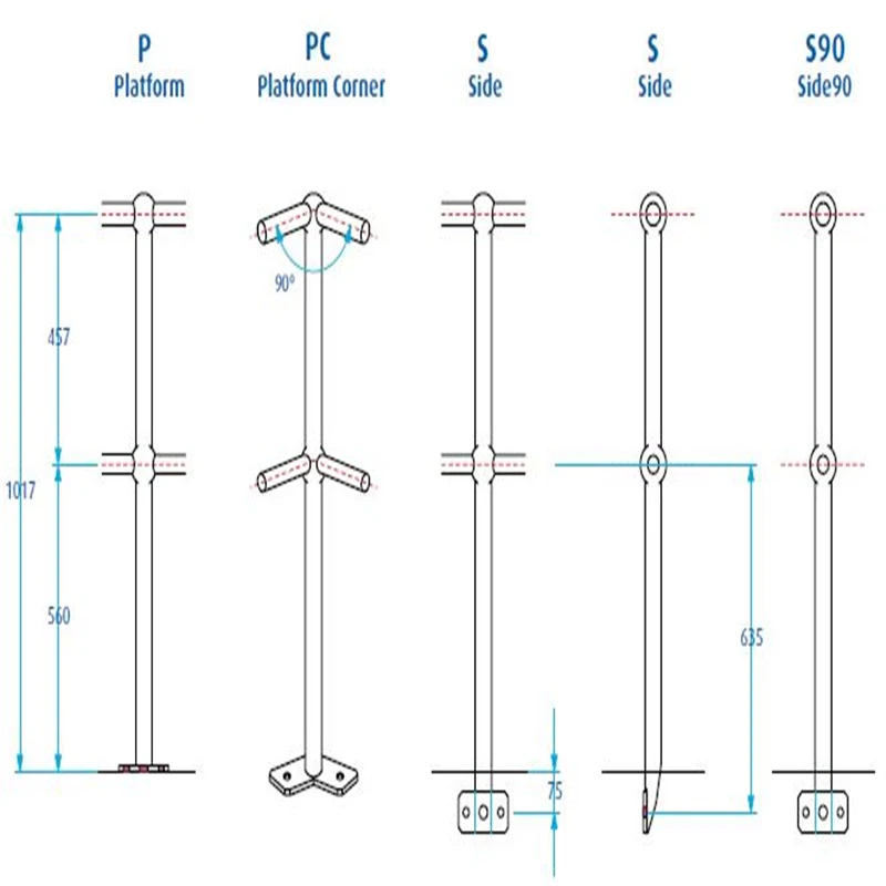 Webforge Type Ball Joint Stanchion of 18 Types for Railing