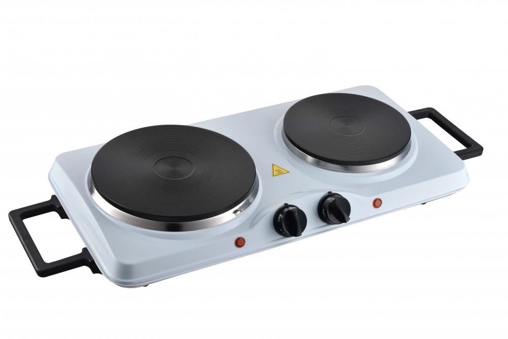 White spray two cast-iron portable hotplate with handle