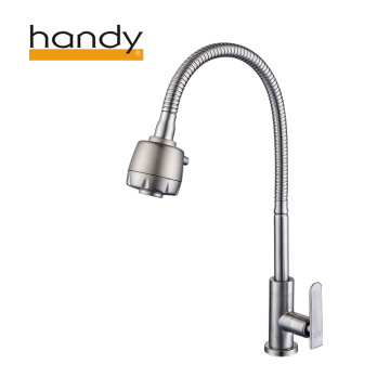Stainless steel kitchen sink rotatable single cold faucet