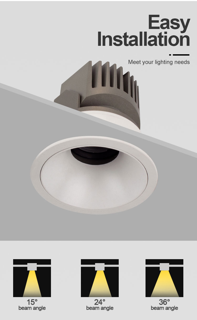 7W 12W 20W Downlight részletek a Synno világításból 7w 12w 20w Downlight Details From Synno Lighting