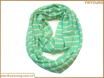 Special design green stripe knit scarf loop scarves