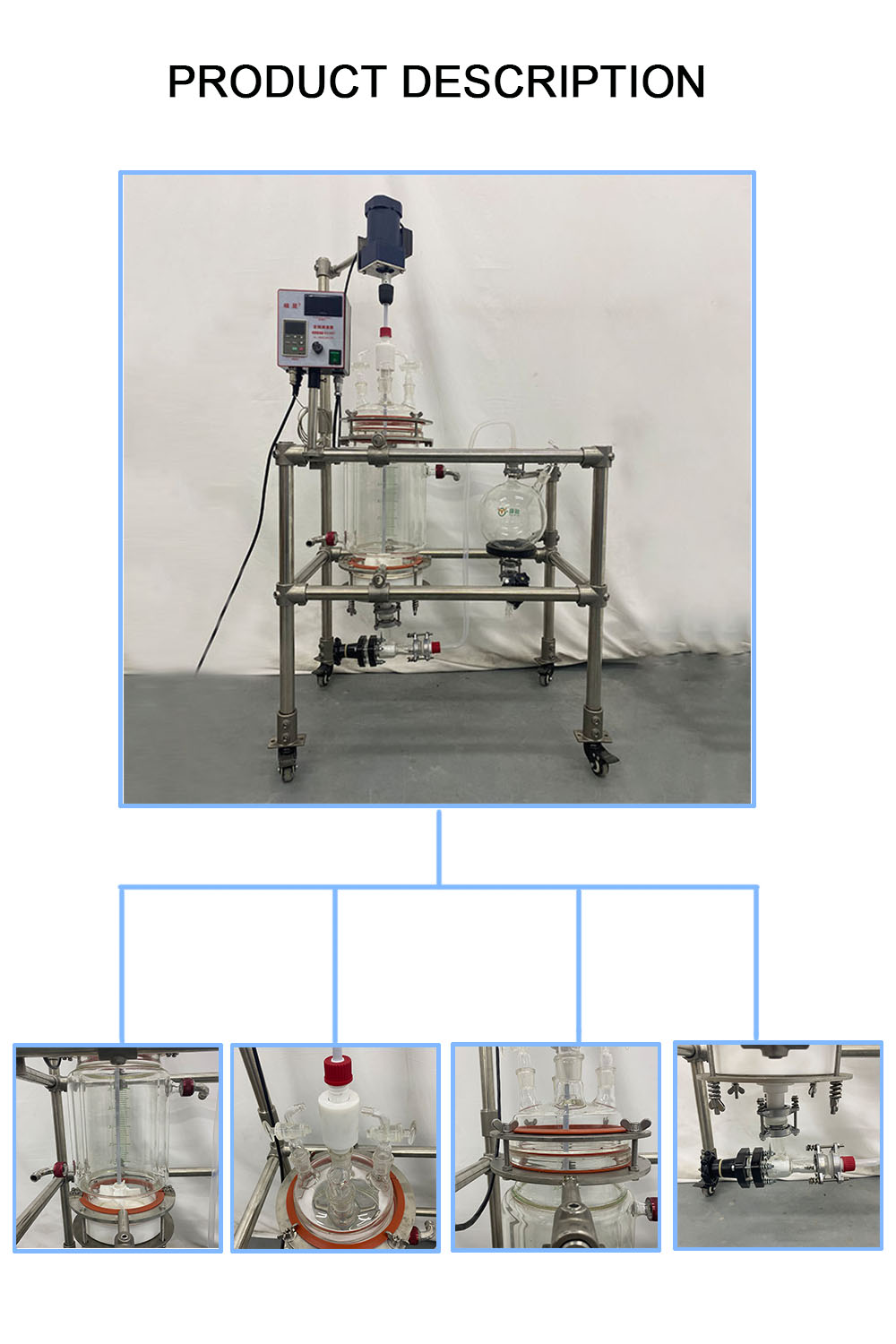 Portable 5L Peptide synthesis Reaction Kettle glass reactor