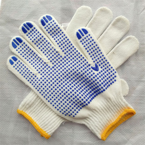 Black PVC Dotted Drill Cotton Gloves