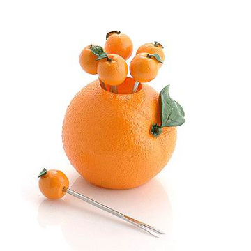 orange fruit fork