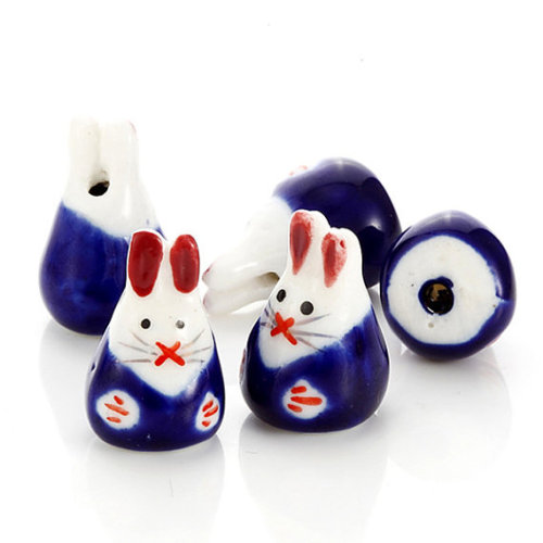 15 * 23MM Bunny Beads Spacer Keramik Animal Luck Kaninchenperlen