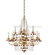 Red crystal drops classic hotel golden turkish chandelier