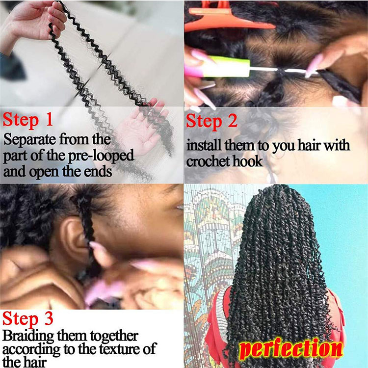 Pre-twisted Passion Twist Crochet Hair Extensions Passion Water Wave Twist Braiding Hair Ombre Passion Twists 24 Inch