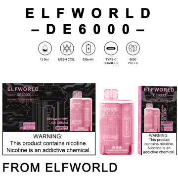 Оригинален Elfworld De6000Puffs на големо за еднократна употреба за еднократна употреба