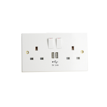 Double USB Wall Socket UK Plug