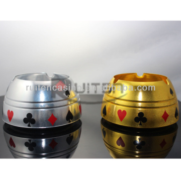 Deluxe Aluminum Gold and Silver Poker Ashtray