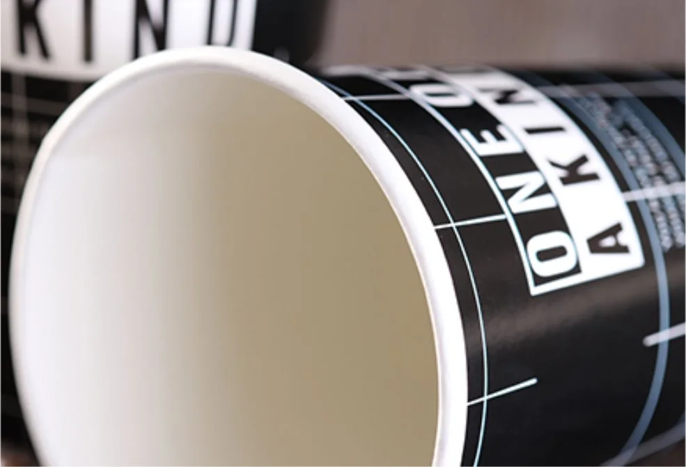 Stylish Manufacturer Custom Logo Printed Disposable Black Paper Cup with Lid