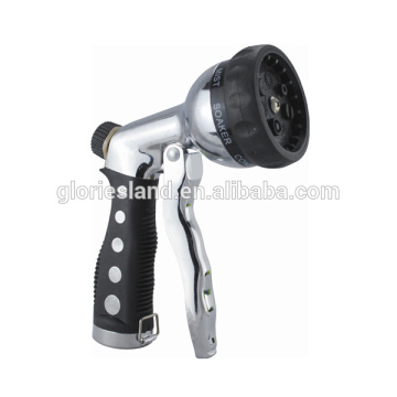 Heavy Duty 7 Pattern Metal Garden Watering Nozzle - High Pressure Pistol Grip With Flow Control