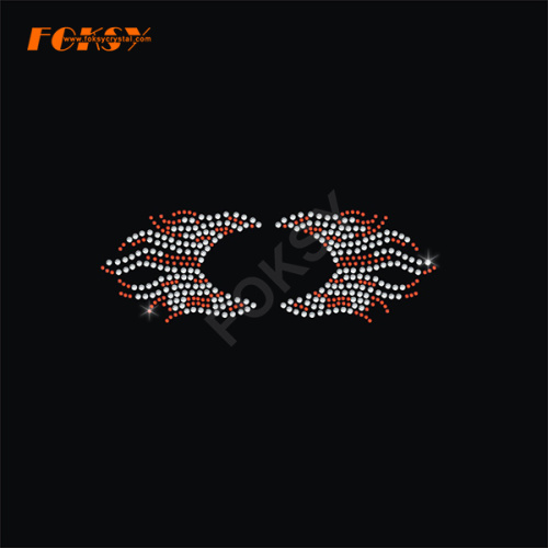 Fire Shaped Tailless Cheer Bow Heat Rhinestone Motif