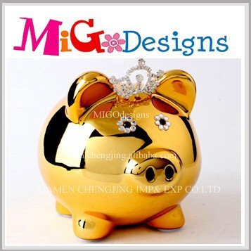 Golden Pig Piggy Bank Personalized Ceramic Coin Bank