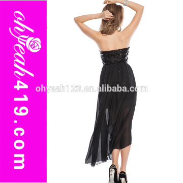 Wholesale balck elegant dress short in front and long back