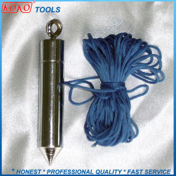 Blue nylon cord chrome plated steel plumb bob with ring