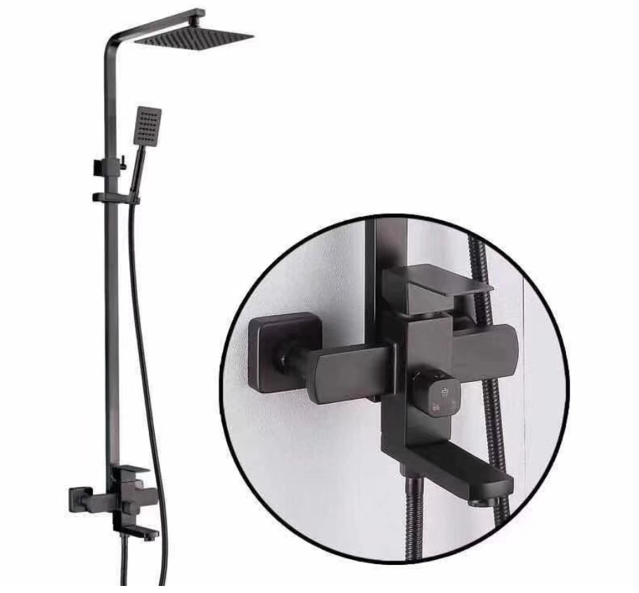 Ensemble de douche de salle de bains en acier inoxydable 304, ensemble de robinets de mélangeur à triple fonction Chrome avec robinet de douche réglable