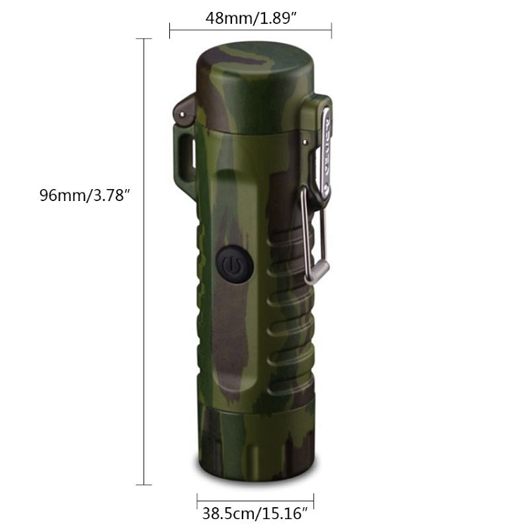 Camping Waterproof Dual Arc Lighter USB Rechargeable Windproof Flameless Electric Cigarette Lighter with LED Flashlight