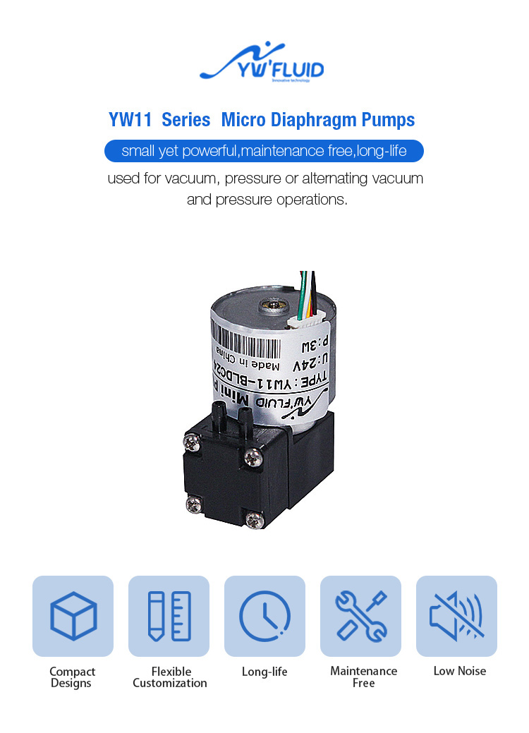 YWfluid Electric mini air pump 12v dc vacuum diaphragm pumps with BLDC motor  YW11-BLDC