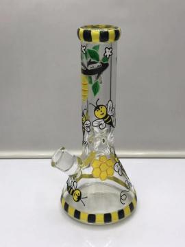 Beaker glass bongs with vivid little bees