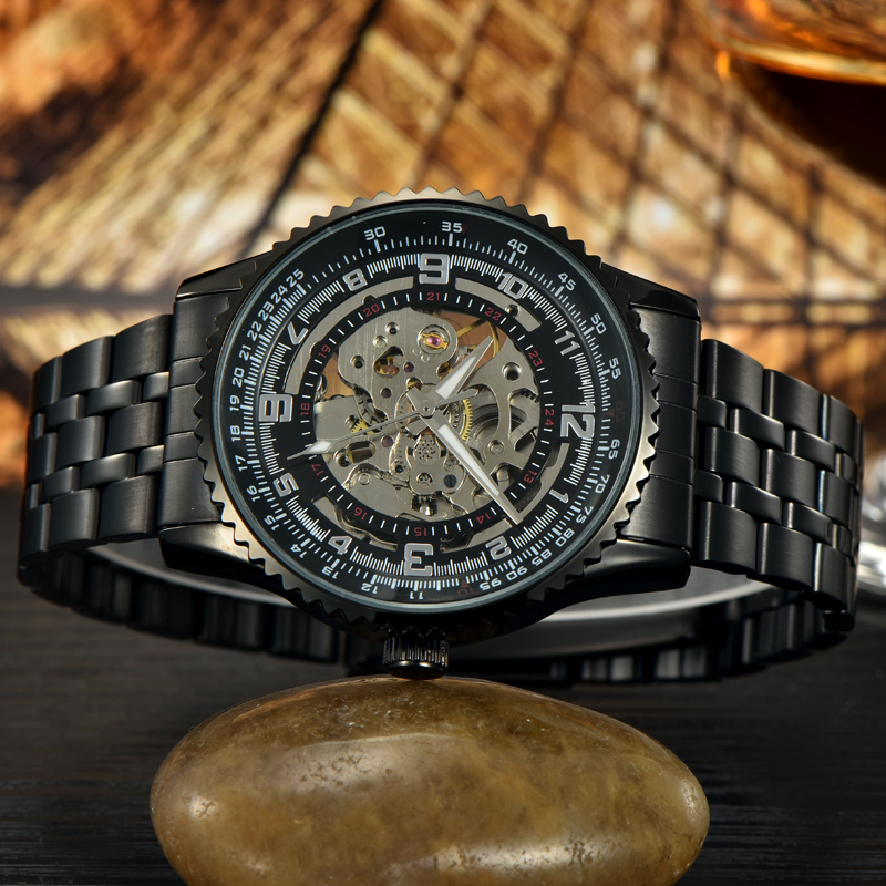 odm bands winner skeleton mechanical movement watch