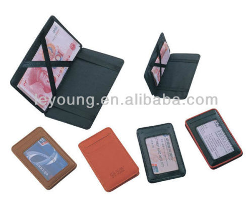 Promotional gift leather magic wallet with elastic band
