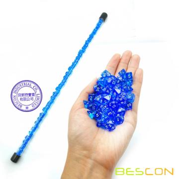 Bescon 49pcs Gem Blue Mini Многогранные кости в длинной трубке, сапфировые мини-подземелья и драконы RPG Dice 7X7pcs, Long Stick Set