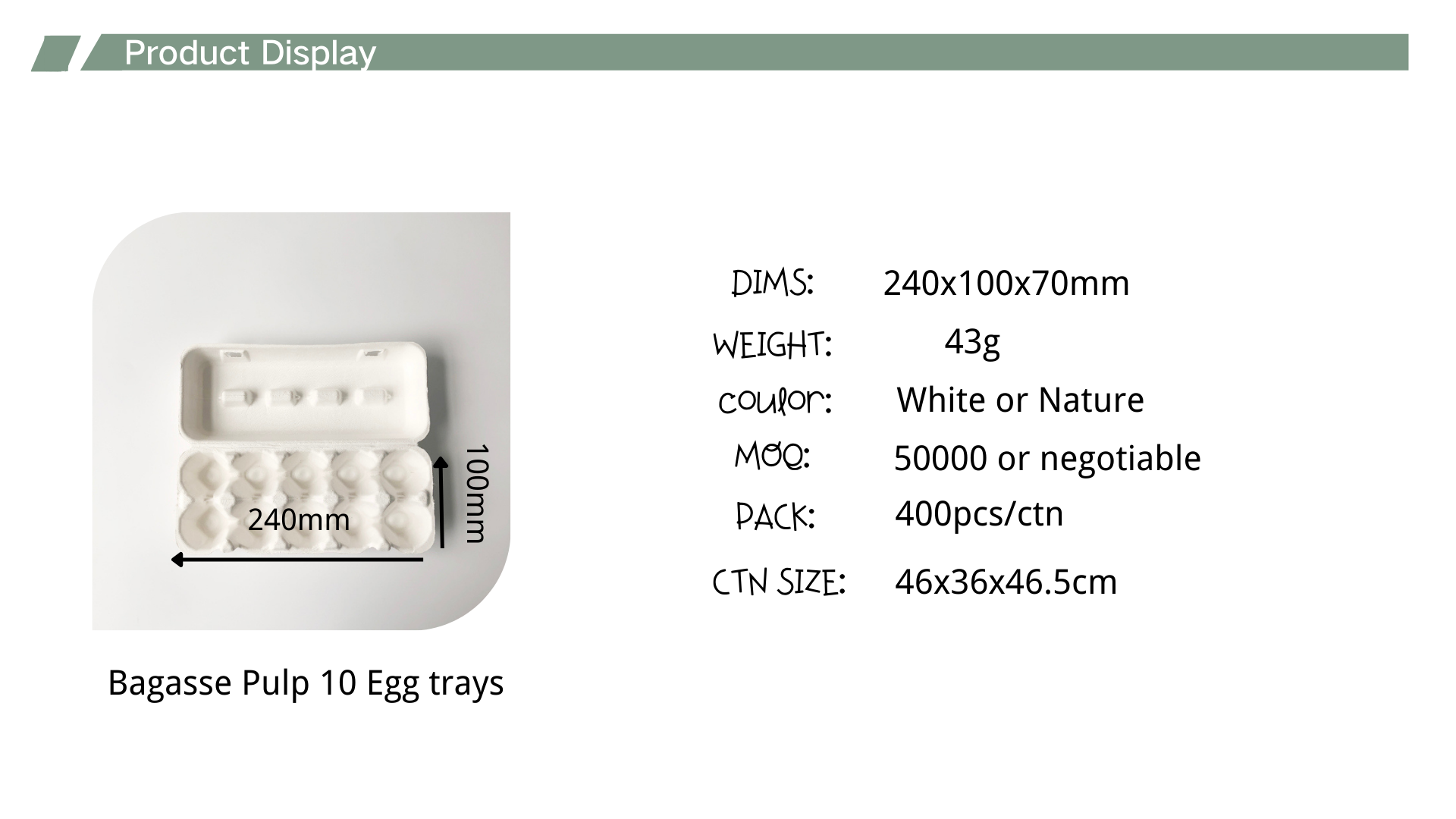  Bagasse Pulp 10 Egg trays