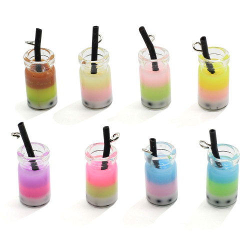 Resin Pearl Milk Tea Charms Colorful Milk Tea Bottle Pendants For Jewelry DIY Handmade Earrings Bracelet Necklace Decor