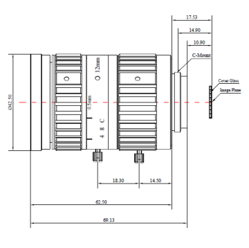 12mm ITS Lens IR Corrected 1 Inch 12MP C Mount F1.4