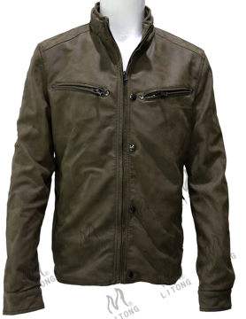 Wholesale Cheap Men PU Leather Jacket Washed Motorcycle Jacket for men
