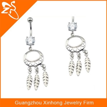 BR01716 crystal belly button rings , dangle dream catcher belly ring