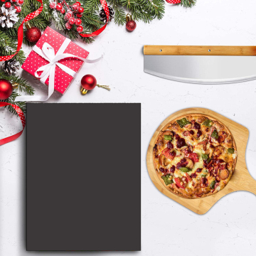 Bamboo Pizza Peel Set with Cordierite Pizza Stone & Cutter