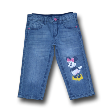 elastic waist blue jeans with print