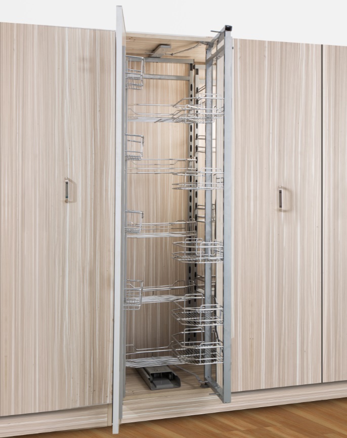 Customized Material Pantry Unit Kitchen Cabinet Accessories Pull Out Basket Kitchen Wire Baskets Stainless Steel Kitchen Storage