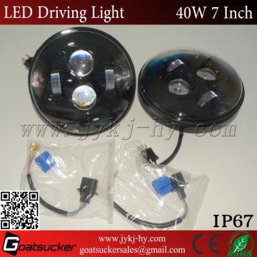 For Jeep Wrangler 97-15 7" Round Black LED Headlight