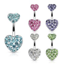 CZ Paved Heart Belly Button Rings
