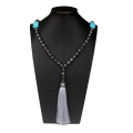 2018 gros collier bijoux bleu naturel altération agate perles longue chaîne collier