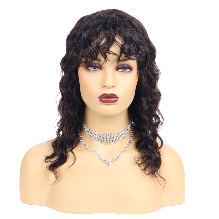 130% 150% 180% Throw On And Go Cheap Machine Made Black  brazilian Human customized Hair Wigs for lady and Women