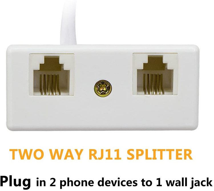 splitter 1 male to 2 female RJ11 6P4C telephone converter cable adaptor for wall landline