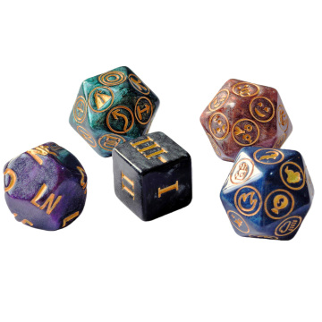 5pcs DM Dice Set Including Rating D6, NPC Alignment Dice, NPC Emotion Die, Encounter Die and D20 Pathfinder's Journey Die