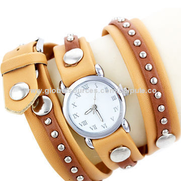 Fashionable Long Strap Women's Watch with Alloy Case and Leather Band, OEM Orders WelcomedNew