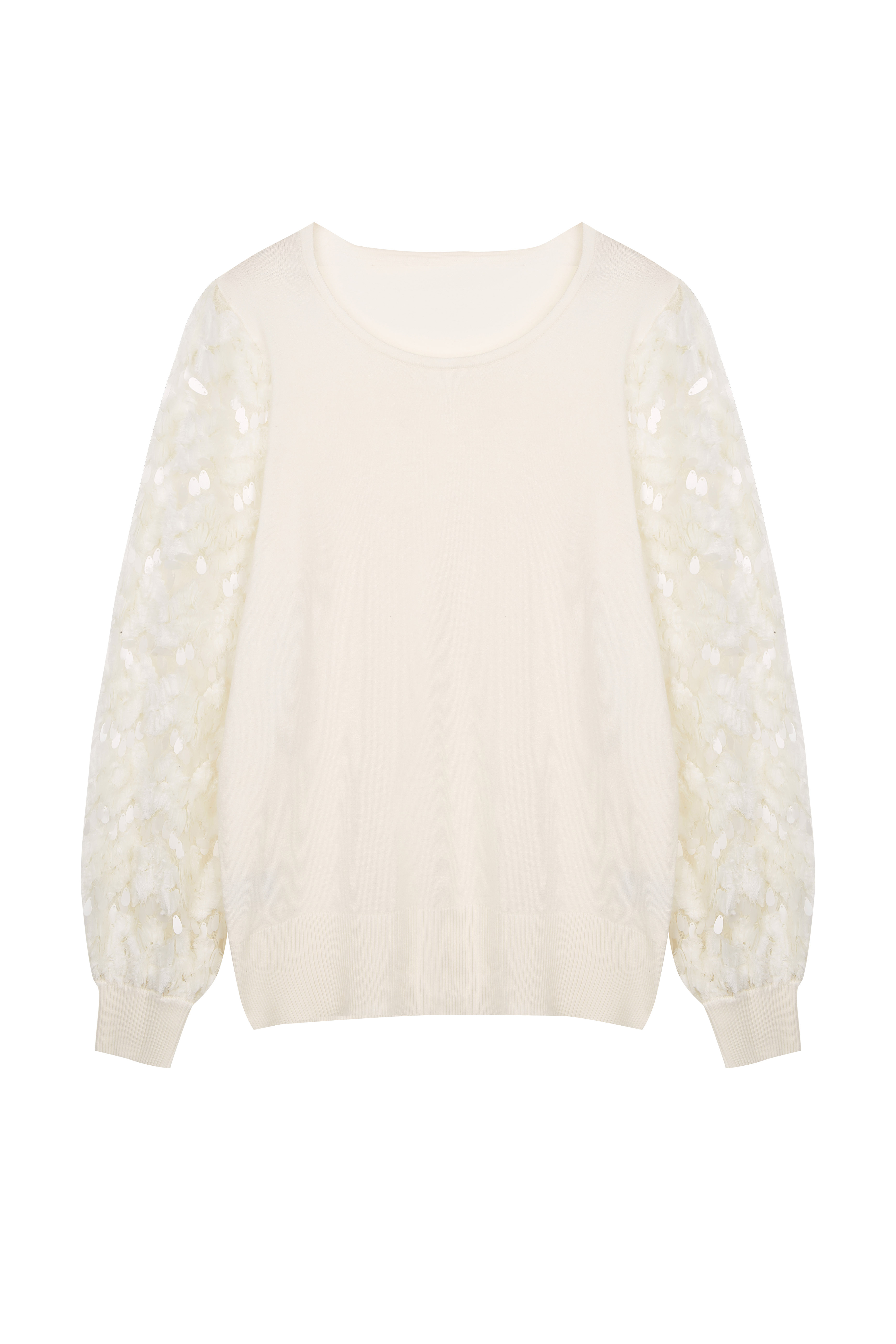 Pulôver de malha feminina com gola redonda e lantejoulas brilhantes Women‘s Sequin Glitter Long Sleeve Crew neck Knitted Pullover