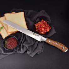 Knight Series 8 Inch Bread Knife - German DIN 1.4116 Stainless Steel with Zebra Wood Handle