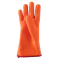 PVC fluorescent sandy finish red sponge linning glove