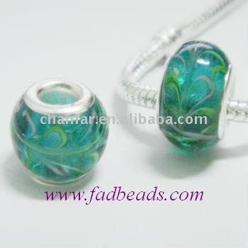 Glass big hole jewelry bead