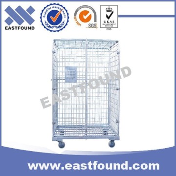 Market 4 Wheels Galvanized Wire Carry Roller Cage, Heavy Load Trolley