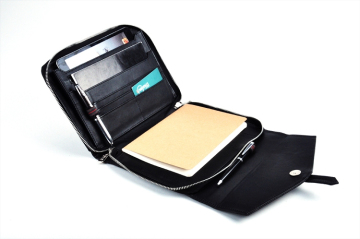 Envelope Styling Compact Zippered Leather Portfolio Organizer